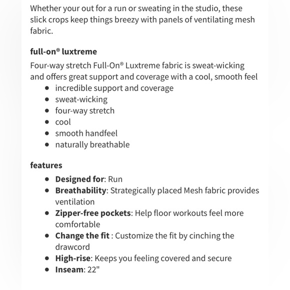 Lululemon Pace Rival High-Rise Crop 22” EUC - Picture 15 of 15